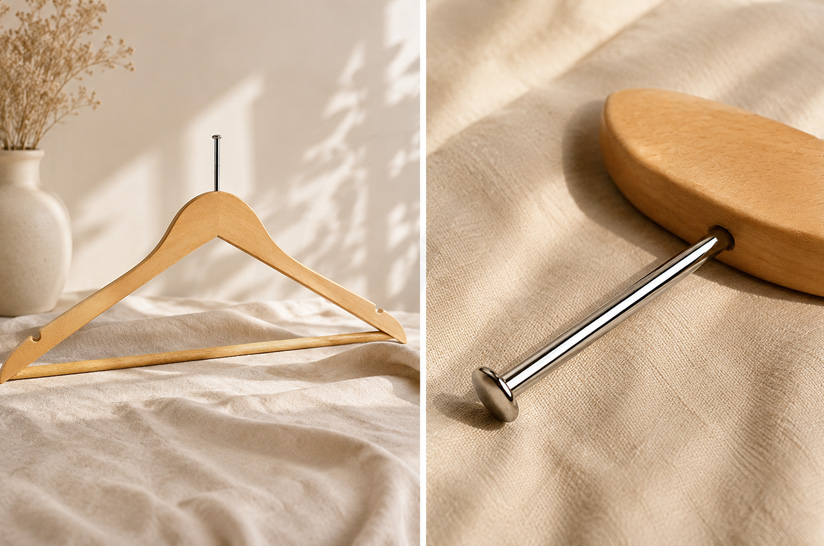 4. Percha de madera con clavo antirrobo y ranura 4. Percha de madera con clavo antirrobo y ranura